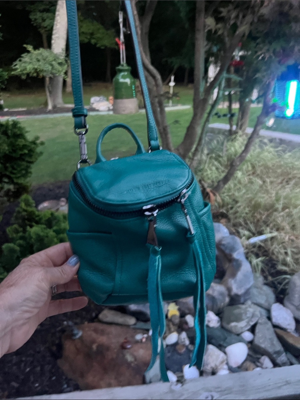 Aimee Kestenberg Teal Mini Leather Crossbody Backpack